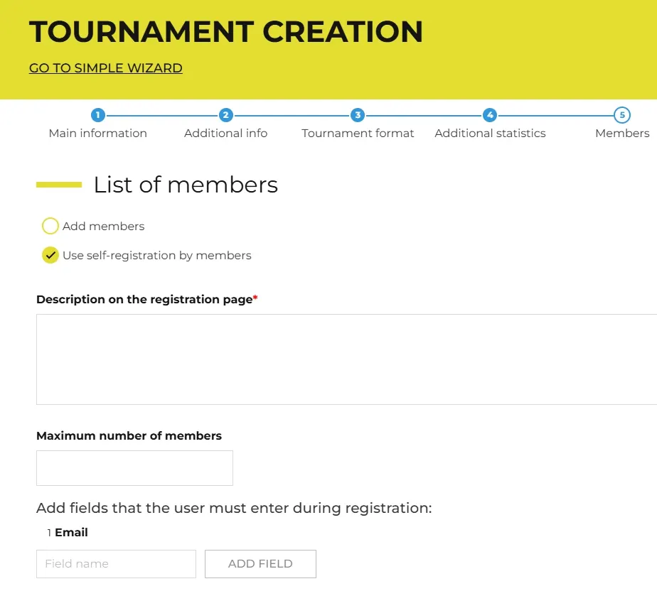 Self-registration by players